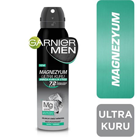 Garnier Magnezyum Ultra Kuru Antiperspirant Ter Önleyici Leke Yapmayan Kadın Sprey Deodorant 