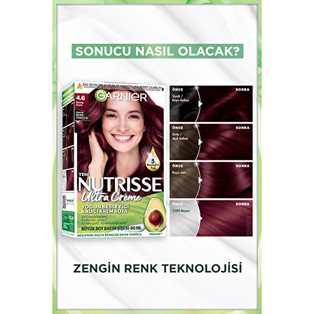 Garnier Nutrisse Yoğun Besleyici Kalıcı Krem Saç Boyası 4.6 Şarap Kızılı