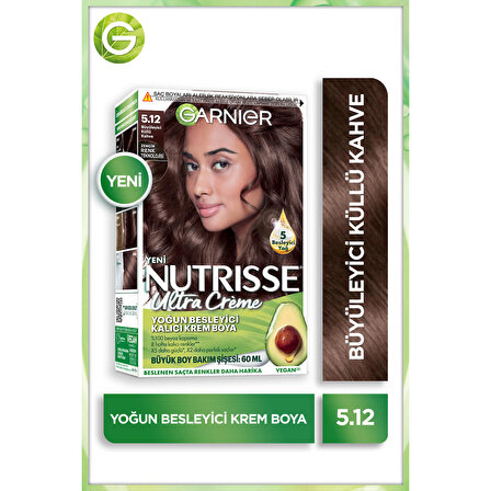 Garnier Nutrisse Yoğun Besleyici Kalıcı Krem Saç Boyası 5.12 Büyüleyici Küllü Kahve