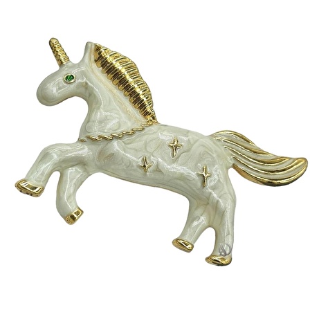 Çelik Unicorn Tekboynuzlu At Model Broş