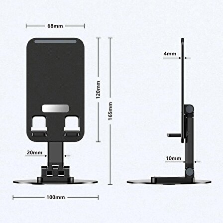 Masaüstü Telefon Tutucu 360 Derece Metal Taban Soğutucu Kanallı Tasarım