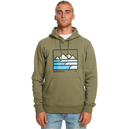 Quiksilver LANDSCAPE LINES HOODIE Yeşil Erkek Sweatshirt