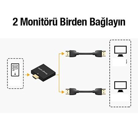 Coofbe HDMI Çoğaltıcı HDMI Splitter 2in1 1080P HDMI Çoğaltıcı Tak Çalıştır, TV, PC, Playstation HDMİ Çoğaltıcı