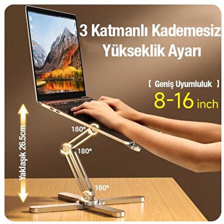 Coofbe Alüminyum 360° Dönebilen Masaüstü Laptop Standı Yükseklik Ayarlı Katlanabilir Notebook Standı