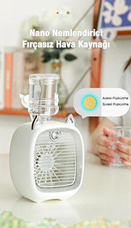 Coofbe Ayarlanabilir 3 Kademeli Şarjlı Taşınabilir Masaüstü Vantilatör Fan Mini Klima Soğutucu Fan