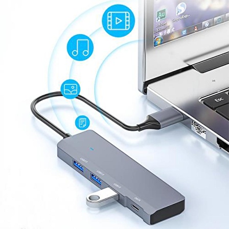 Coofbe 4in1 USB3.0 Hub Type-C Dönüştürücü Çoğaltıcı USB to Typce Dönüştürücü USB Çoğaltıcı Adaptör