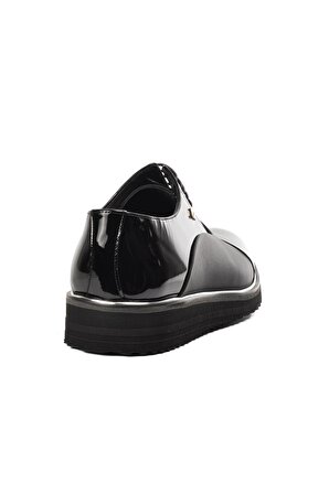 Fosco 1566 Siyah Rugan Hakiki Deri Erkek Casual Ayakkabı
