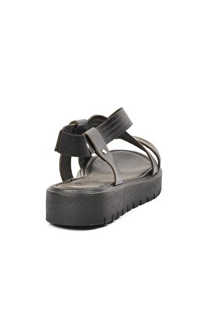 Clavi 322 Siyah-Gümüş Kadın Sandalet