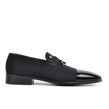 Fosco 2589 Siyah Rugan-Saten Hakiki Deri Erkek Klasik Ayakkabı