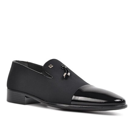 Fosco 2589 Siyah Rugan-Saten Hakiki Deri Erkek Klasik Ayakkabı