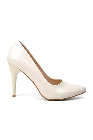 Esstii 100 Beyaz-K.Rugan Kadın Topuklu Stiletto Ayakkabı