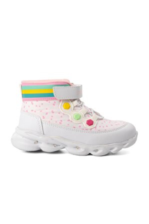Pepino 1342-P Beyaz-Pembe Kız Çocuk Sneaker Bot
