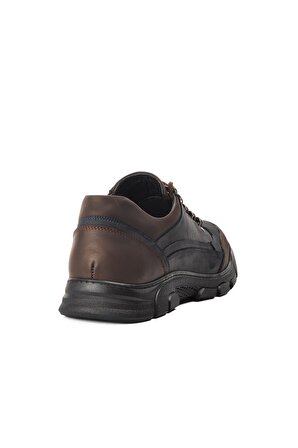 Tardelli 4349 Lacivert-Kahve Hakiki Deri Büyük Numara Erkek Outdoor Ayakkabı