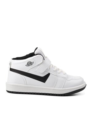 Lambırlent 8070-F Beyaz-Siyah Çocuk Bilek Boy Sneaker