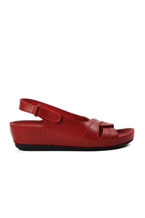 Ayakmod Bento 15.027 Kırmızı Kadın Dolgu Topuk Sandalet
