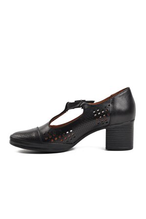 Venüs 1911923Y Siyah İçi Dışı Hakiki Deri Kadın Topuklu Ayakkabı
