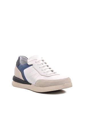 Free Foot 231180 Beyaz-Lacivert İçi Dışı Hakiki Deri Erkek Sneaker