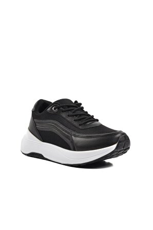 Aspor 147 Siyah-Beyaz Kadın Kalın Taban Sneaker