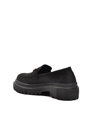 Walkway Dkc2311 Siyah Süet Kadın Loafer Ayakkabı