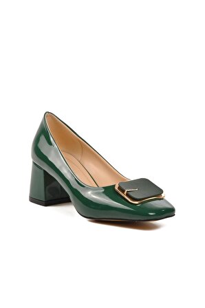 Ayakmod 312053 Yeşil-Rugan Kadın Topuklu Ayakkabı