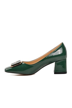 Ayakmod 312053 Yeşil-Rugan Kadın Topuklu Ayakkabı