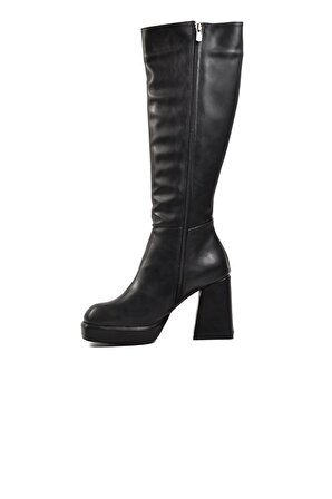 Pierre Cardin Pc-52428 Siyah İçi Kürklü Kadın Topuklu Çizme