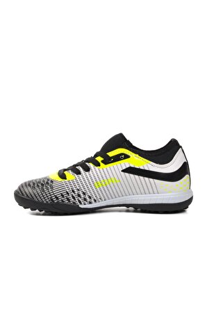 Ayakmod 1011-F Beyaz-Siyah-Neon Sarı Çocuk Halı Saha Ayakkabısı