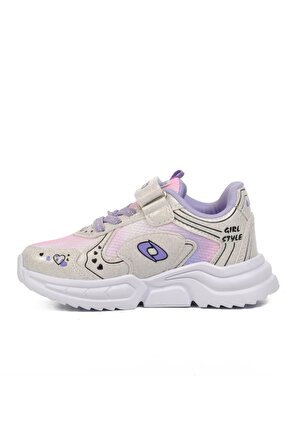 Ayakmod 732-P Beyaz-Lila Kız Çocuk Spor Ayakkabı