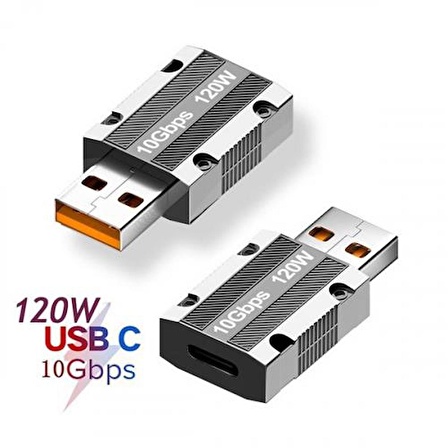 Coofbe 120W 10Gbps Veri Aktarım Type-C to USB Çevirici Dönüştürücü Macbook iPad Dönüştürücü 120W Şarj