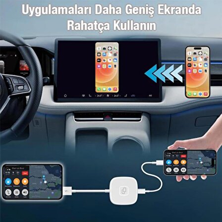 Coofbe Apple Car Play Aktarım Adaptörü iPhone Ekran Yansıtıcı Kablosuz Apple Car Play Dönüştürücü