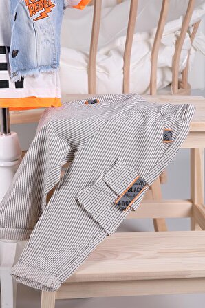 Cumino 3'lü Kot Kapşonlu Yelek Tişört Pantolon Erkek Çocuk Bayramlık Alt Üst Takım Elbise 21076