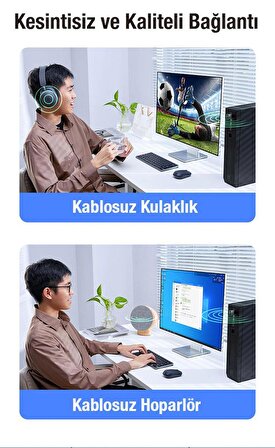Baseus Bluetooth 5.3 Wireless Adaptör Kulaklık Hoparlör Klavye Mouse İçin Bluetooh Adaptör Tak Kullan