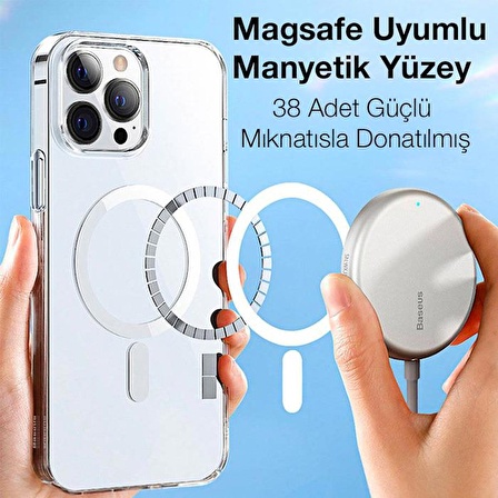 Baseus 2in1 Magsafe iphone 13 Pro Kılıf Ve İphone 13 Pro Ekran Koruyucu Set Sararmaz Polikarbon Kılıf Ekran Koruyucu