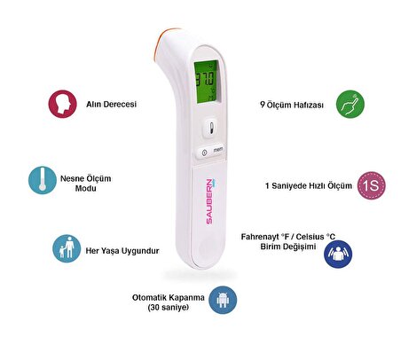 Saubern Baby BNT9602 Temassız Vücut ve Alından Ateş Ölçer – Termometre