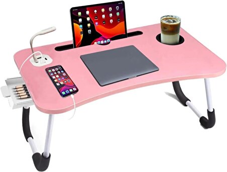Laptop Sehpası Usb'li Çekmeceli Ders Çalışma Masası Çocuk Çalışma Sehpası Yatak Sehpası Ders Masası P LaptopStandı