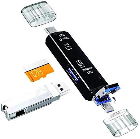  Micro USB -Type c - Usb Telefon Adaptörü Micro SD/SD Kart/USB Okuyucu Dönüştürücü