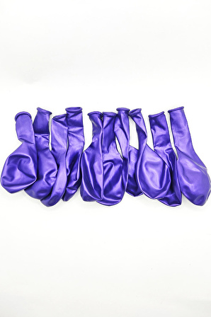 Metalik Parlak Renkli 10'lu Paketli Balon 12 Inç - Mor