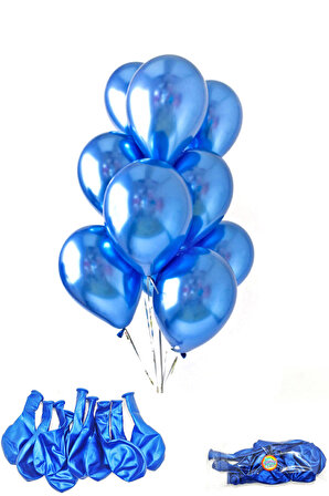 Metalik Parlak Renkli 10'lu Paketli Balon 12 Inç - Lacivert