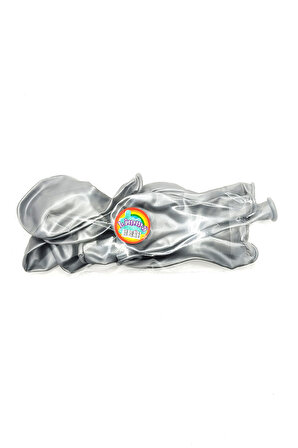 Metalik Balon Parlak Renkli 10'lu Paketli Balon 12 Inç - Gri