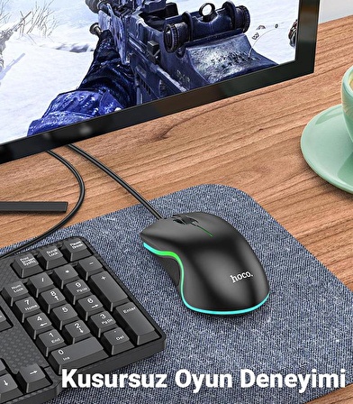 Coofbe Hc Seri RGB Işıklı 1.4Mt Kablolu Yüksek Hassasiyetli 1000DPI Gamer Mouse Oyuncu Mouse Ergonomik Tasarım Tak Kullan