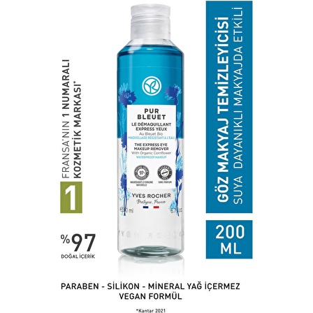 Yves Rocher Tüm Ciltler Için Suya Dayanıklı/yoğun Makyaja Özel Pur Bleuet Göz Makyaj Temizleyici- 200 ml