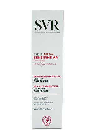 Svr Sensifine AR 50+ Faktör Kızarıklık Karşıtı Tüm Cilt Tipleri İçin Yüz Güneş Koruyucu Krem 40 ml