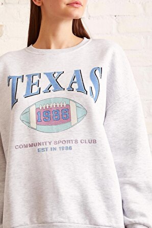 Şardonlu Texas Sweatshirt Gri