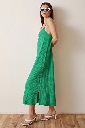 Askılı Maxi Elbise Yeşil