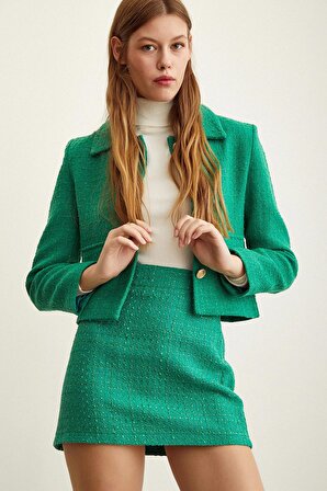 Düğmeli Chanel Ceket Yeşil
