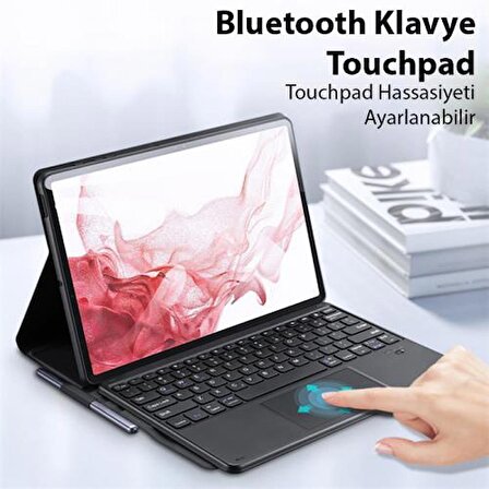 Coofbe Manyetik PU Deri Stantlı Samsung Galaxy Tab S9 X710-X716B Bluetooth Klavye Touchpad Kılıf 