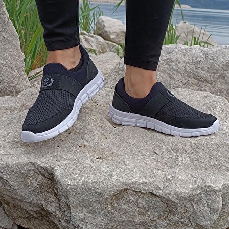 Black Sea Siyah-beyaz Bağacaksız Hafif Fuspetli Ortapedik Spor Ayakkabı