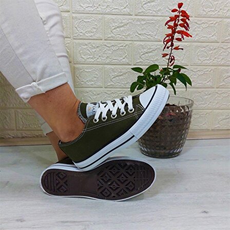 Fiyra 554 Haki Kısa Unisex Sneaker Keten Spor Ayakkabı