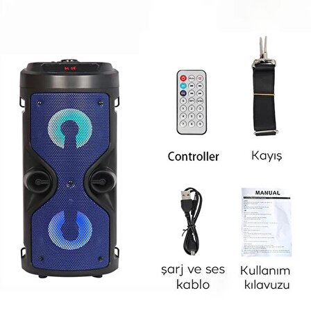 Coofbe Dev Omuz Askılı Taşınabilir RGB Işıklı Bluetooth Hoparlör Bluetooth Speaker AUX, Bluetooth, Usb