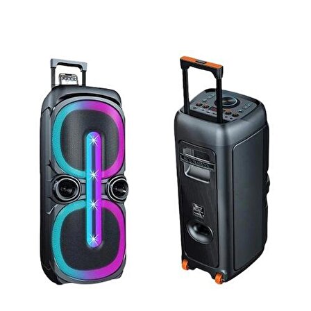 Coofbe 400W Valiz Tipi Dev Taşınabilir Bluetooth Hoparlör Speaker RGB Işıklı DJ Karaoke Hoparlör  